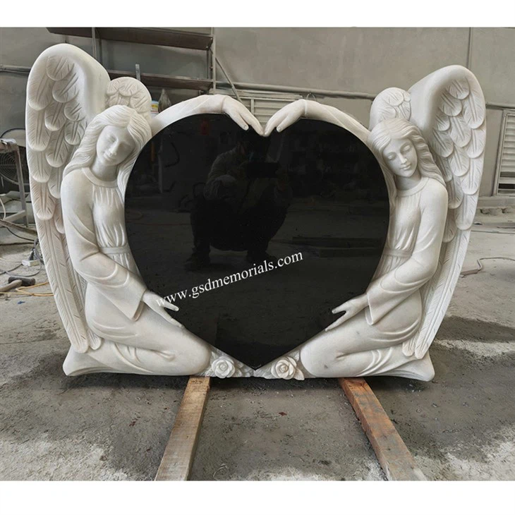 Angel Holding Heart Headstone