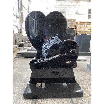 Triple Hearts Roses Headstone